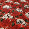 Red Skulls and Roses - Suitable for 1, 1.5 and 2 inch collars