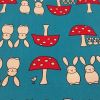 Bunnies and Toadstools Blue - Suitable for 1.5 and 2 inch collars